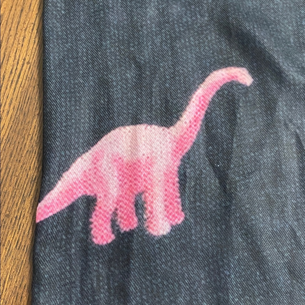 “5/$20” black with pink dinosaurs and fringe shawl or scarf - Picture 2 of 3